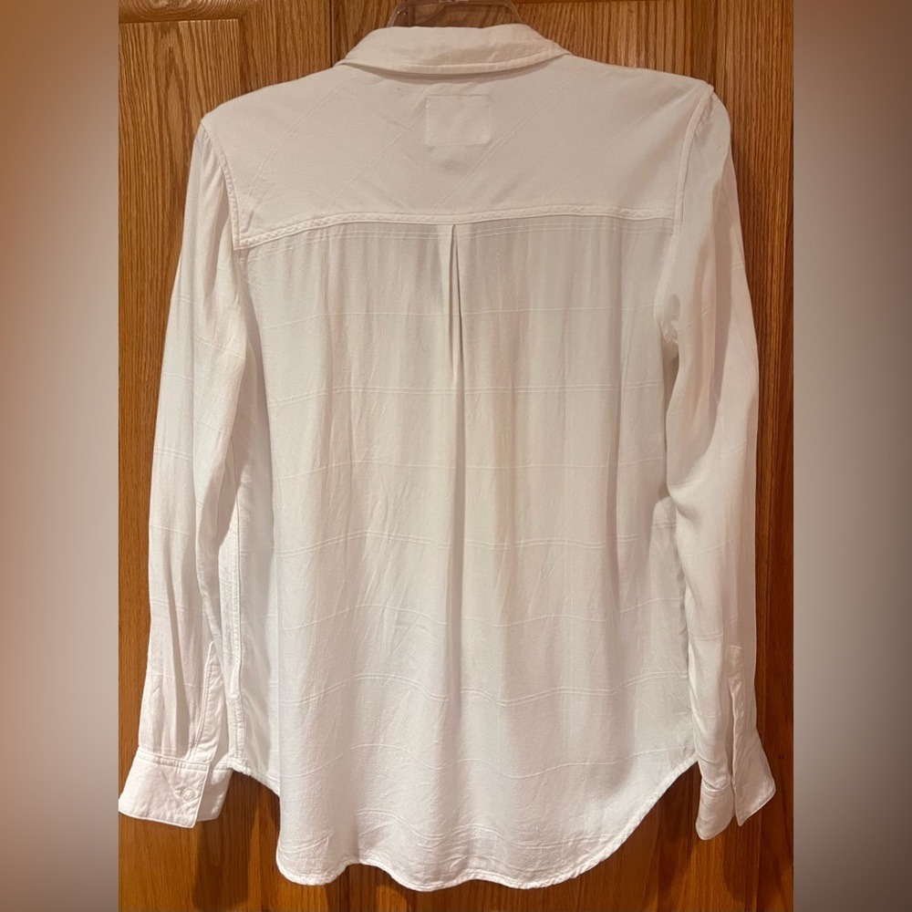 RAILS Twill Rayon Hunter Long Sleeve Button Down Shirt in Ivory Check Size Small - Picture 8 of 12